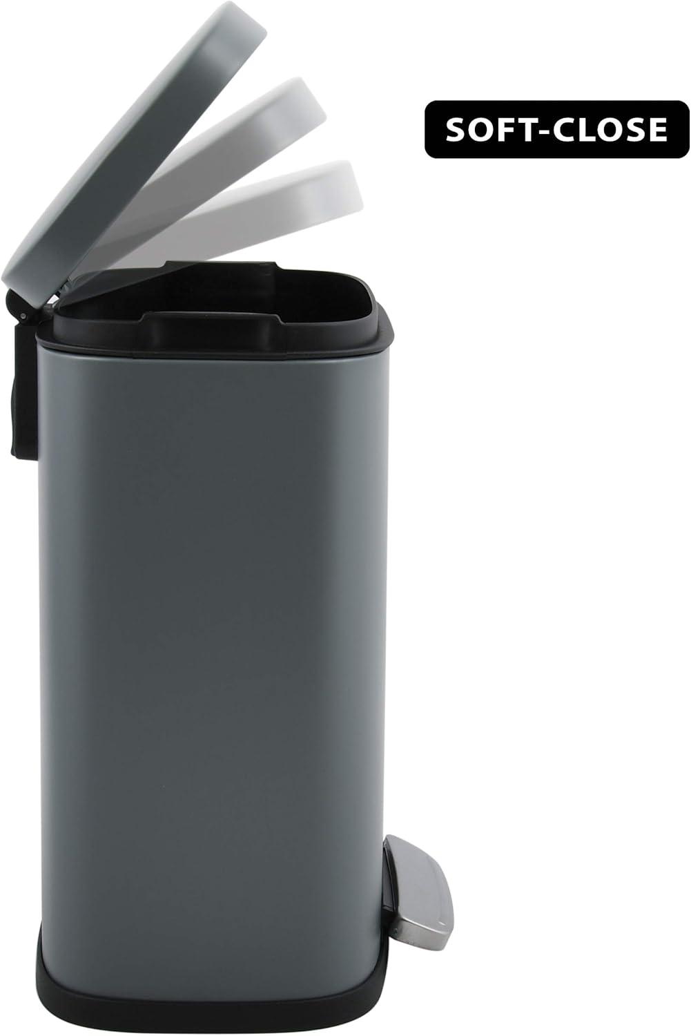 Thumbnail 4 de Spirella AKIRA — Poubelle de salle de bain à pédale 5L en acier inox, fermeture Easy-Close noire mat