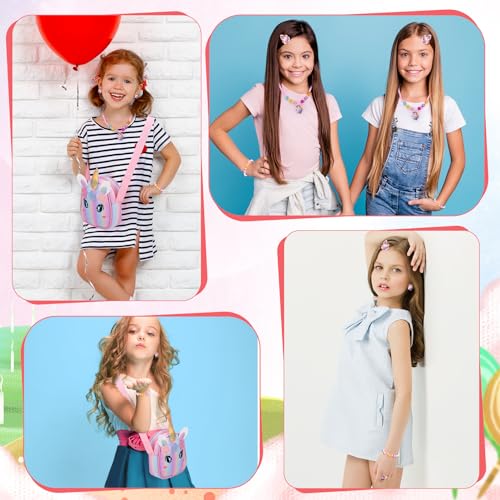 Detalle de Yamitora Einhorn-Handtasche & Schmuck Set für Mädchen – Verspieltes Einhorn-Geschenk für 2–6 Jahre