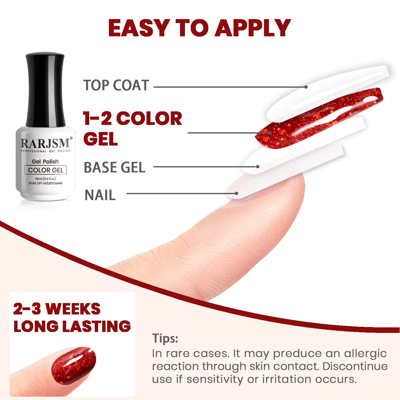Detalle de RARJSM Glitter Gel Nail Polish 15ml