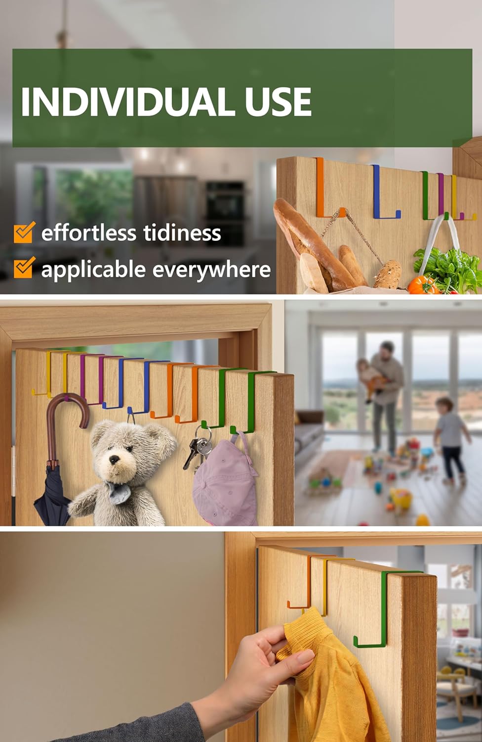 Thumbnail 3 de 4smile over door hooks set of 10, 3.6 to 4.6 cm