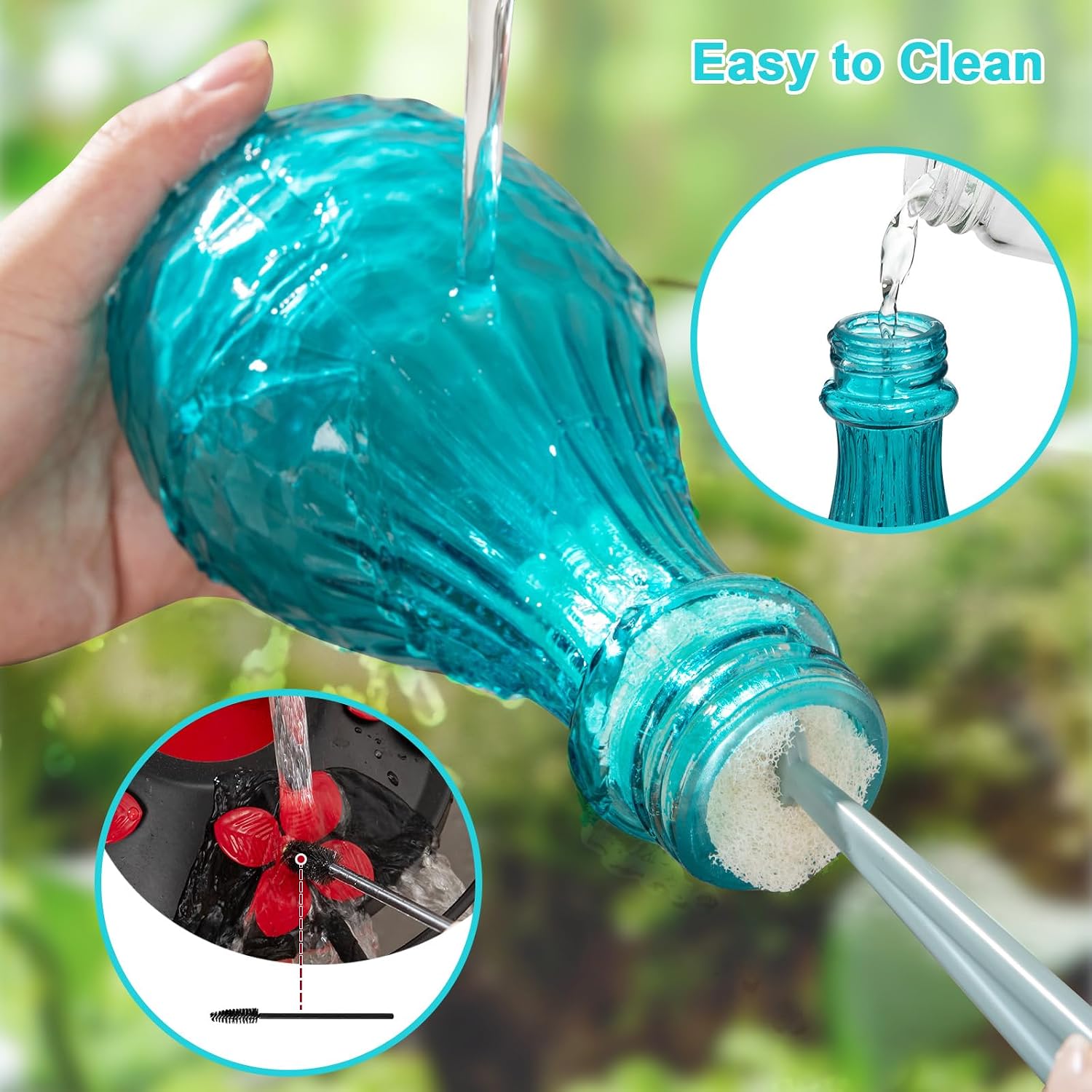 Thumbnail 2 de Jarkyfine 03 Glass Hummingbird Feeder, 20 oz Blue Fish-Scale Design