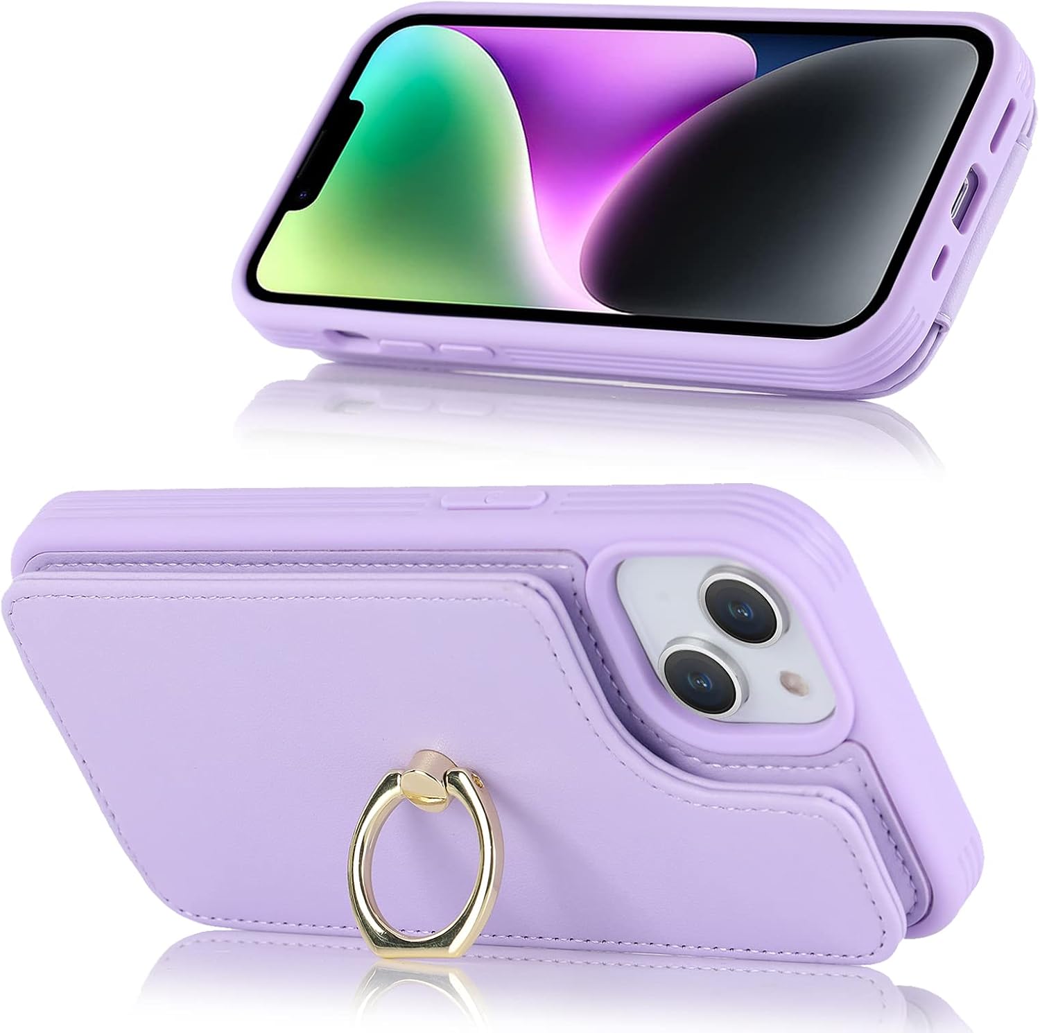 Detalle de Lipvina iPhone 11 Pro Wallet Case with 4 Card Slots and Ring Stand