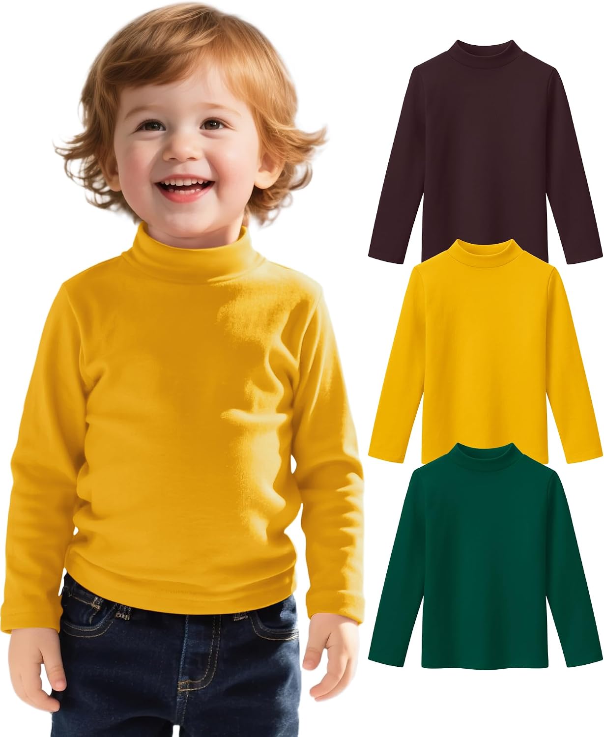 Detalle de Witwot Toddler Mock Turtleneck Shirts, 92% Cotton