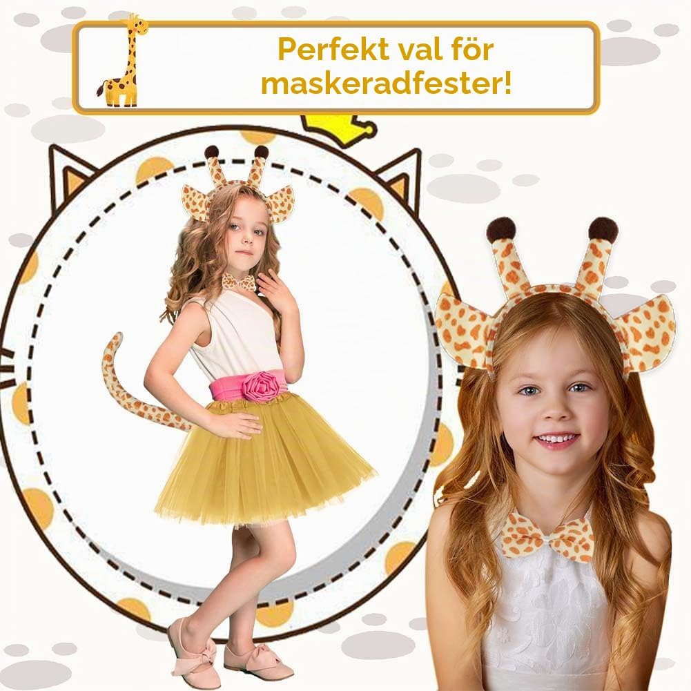 Detalle de ACWOO giraffdräkt, 5 delar med tutu, girafföron, fluga och svans