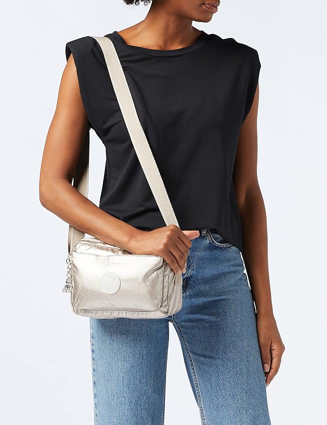 Thumbnail 1 de Kipling Abanu M Bandolera Mediana 💼 - Metallic Glow Plata