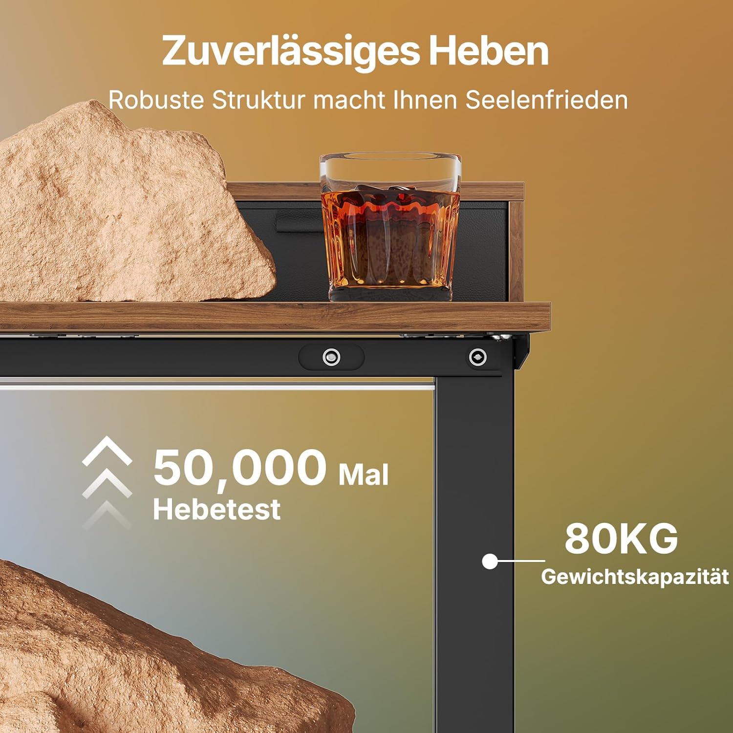 Thumbnail 4 de HUANUO Höhenverstellbarer Schreibtisch 80x53 cm mit Schubladen – 4 Gedächtnis-Höheneinstellungen, C-Klemme kompatibel
