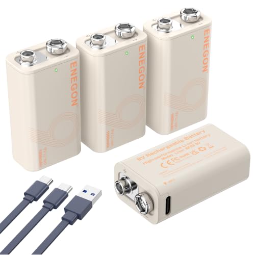 Detalle de ENEGON 9V Confezione da 4 batterie litio ricaricabili 3,7Wh/1000mAh Type-C