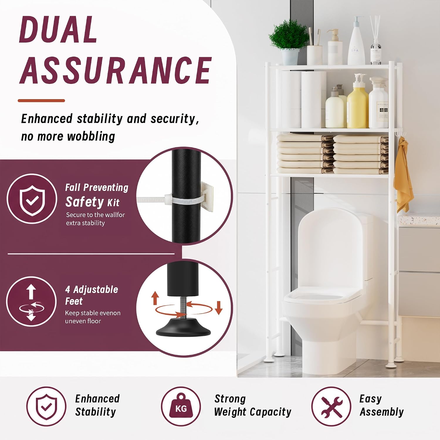 Detalle de Yutrchey Over-the-Toilet Storage Cabinet, 3-Tier