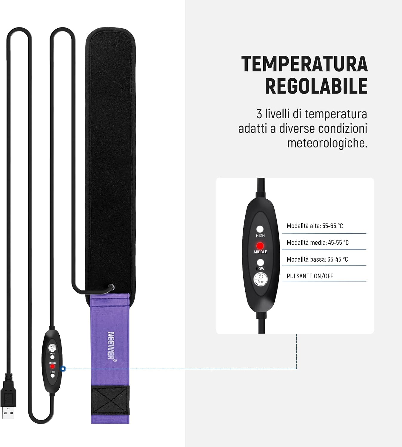 Thumbnail 3 de NEEWER HW-29B riscaldatore obiettivo USB 16”/400 mm con 3 livelli di temperatura