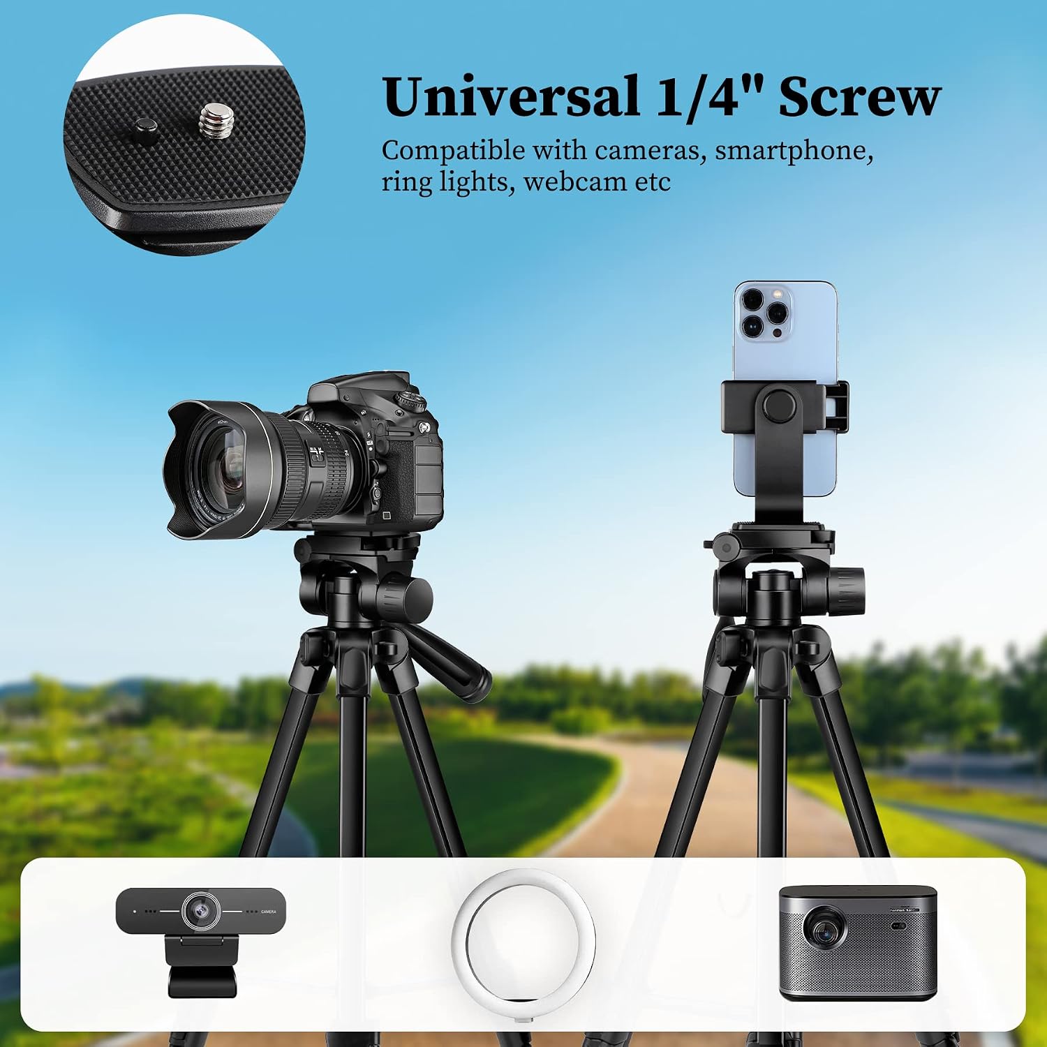 Thumbnail 2 de JOILCAN 67" Camera Tripod Stand for DSLR