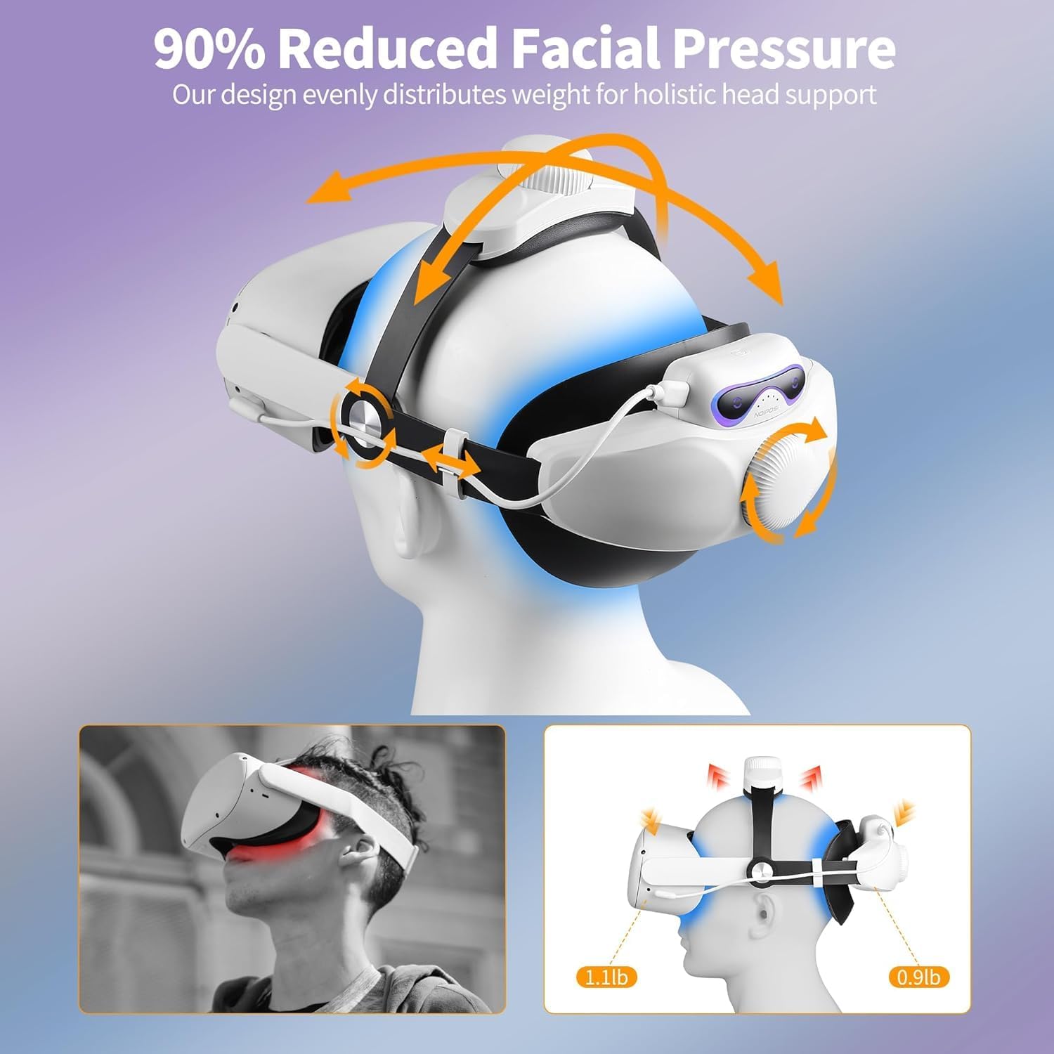 Thumbnail 6 de Noiposi 10000mAh battery head strap for Meta Quest 3