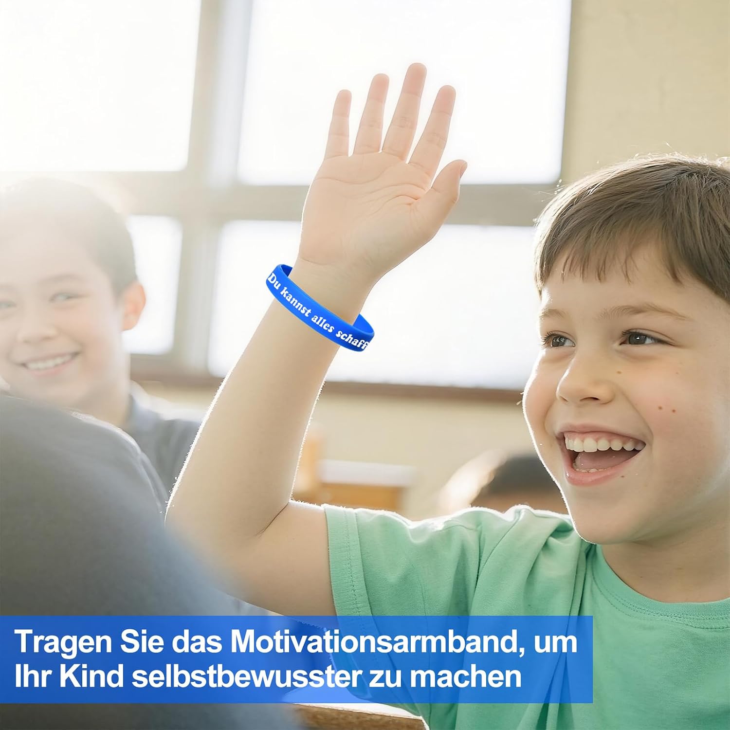 Detalle de LVZONGXIN Motivationsarmbänder für Kinder (24 Stück) – 20 cm Silikonarmbänder mit Sprüchen auf Deutsch
