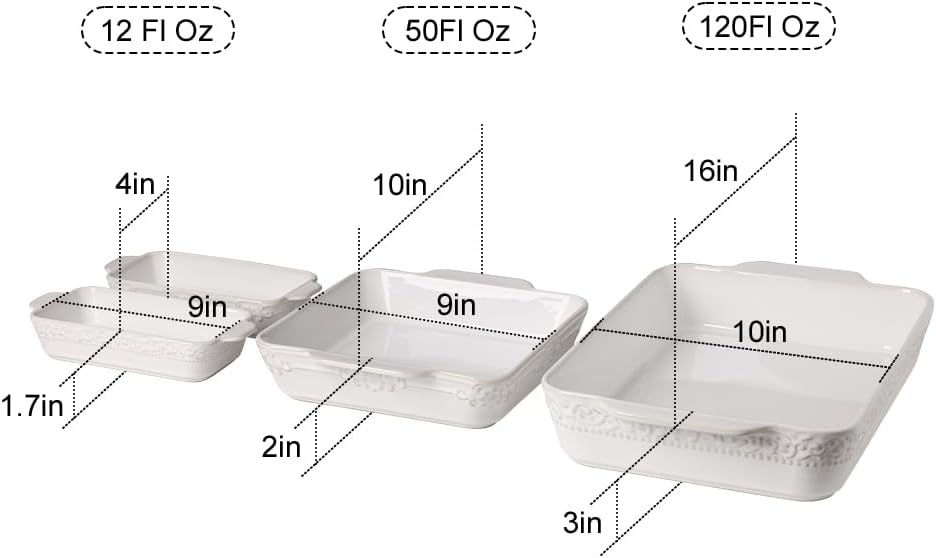 Detalle 2 de Sweejar Ceramic Lasagna Bakeware Set 4-Piece