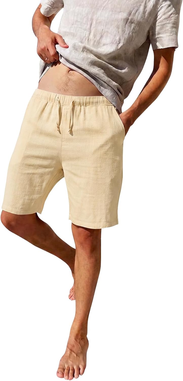 Detalle de Zetieny Men’s Linen Blend Shorts with Pockets – Summer Casual to Sportswear