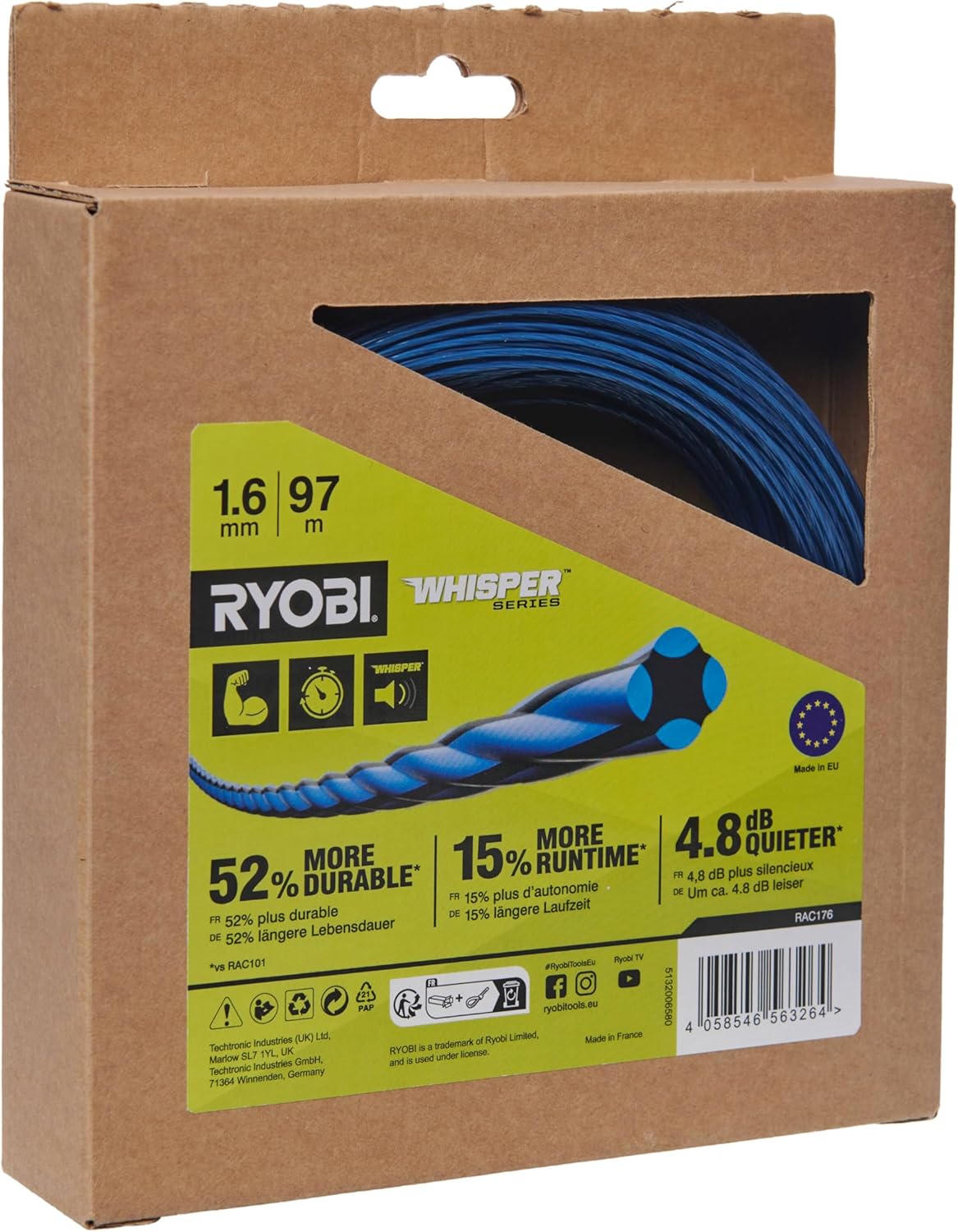 Detalle 2 de Ryobi RAC176 filo 1,6 mm 97 m Whisper