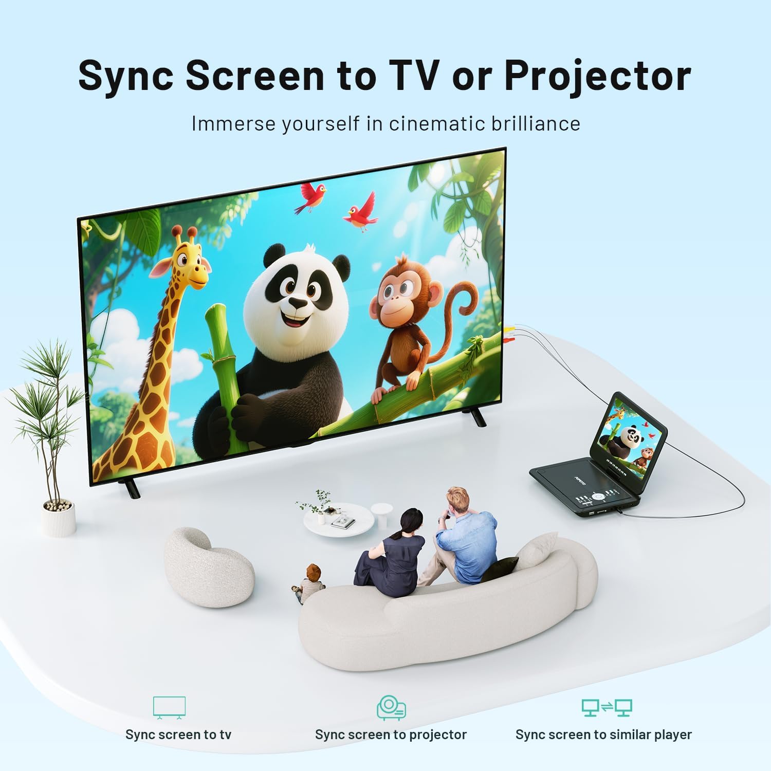 Thumbnail 4 de POFOTO 12.5" Portable DVD Player with 10.5" HD Swivel Screen (Car DVD Player + Dual Speakers, 6-Hour Battery)