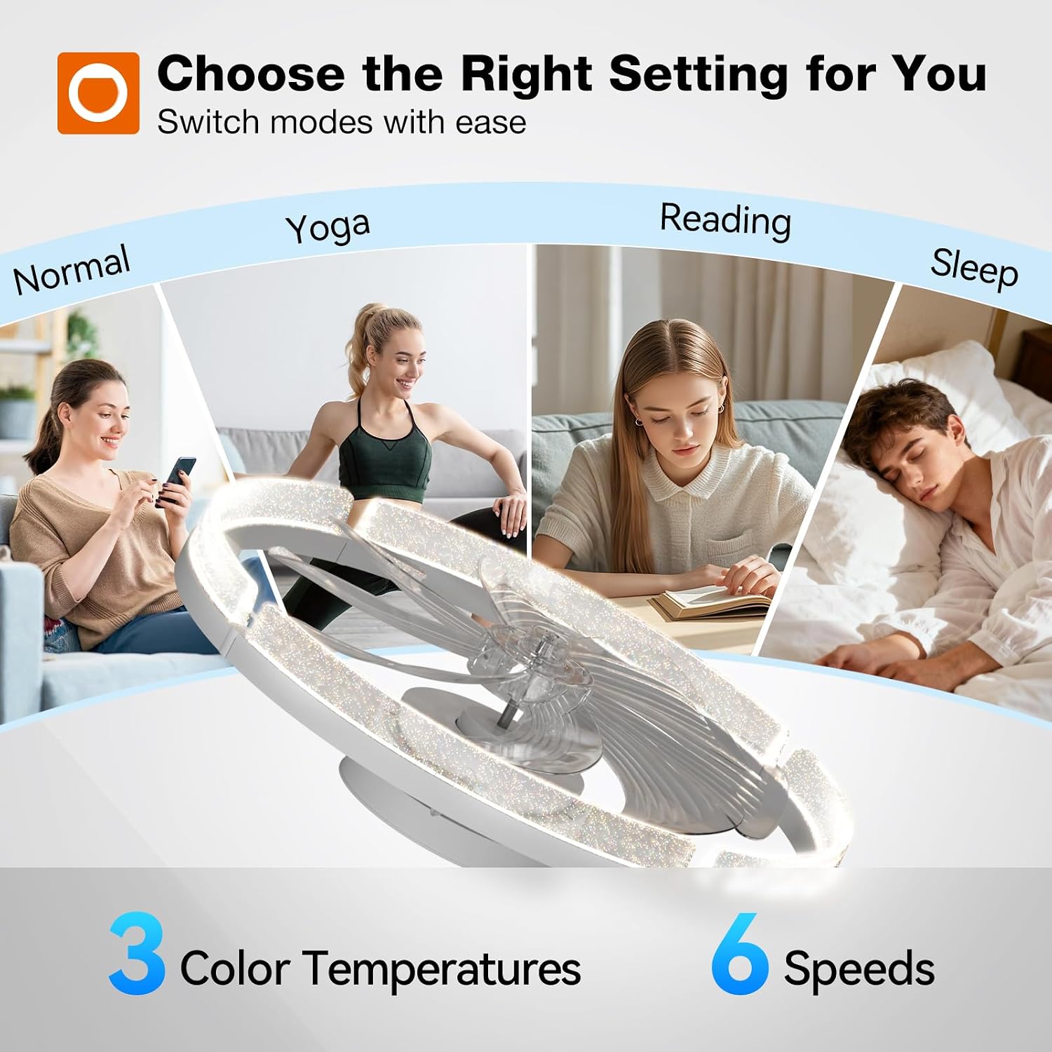 Thumbnail 6 de addlon NFM024112-14 20-inch Ceiling Fan with Light, Flush Mount, Dimmable LED