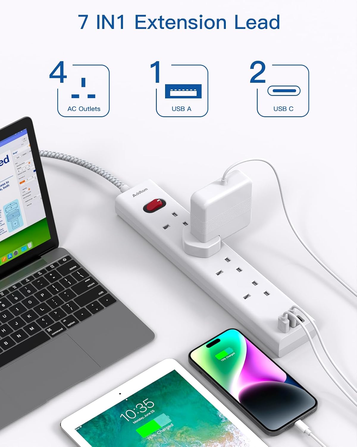 Detalle 2 de Extension Lead with 3 USB Slots