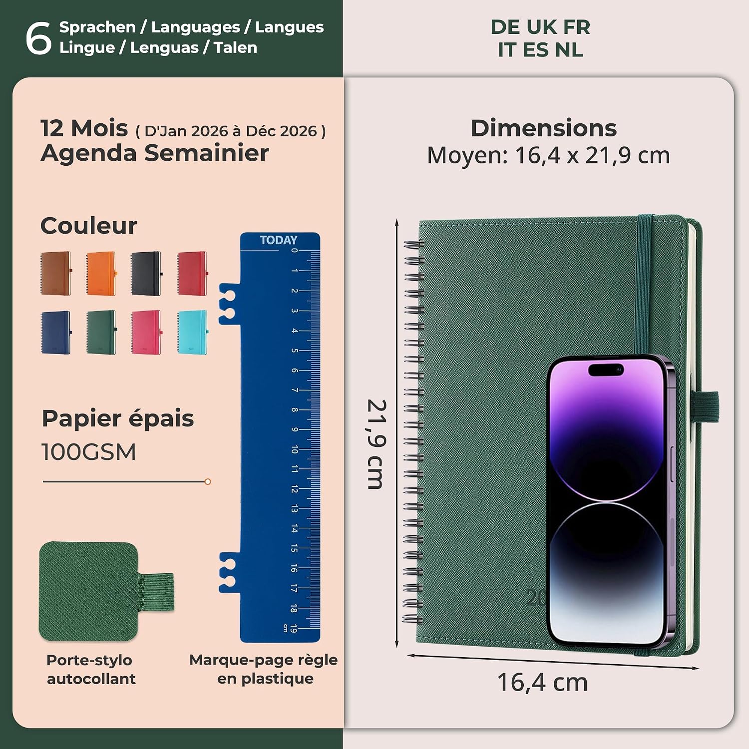 Detalle 2 de IN-LUXPRO Agenda 2026 Vert PU