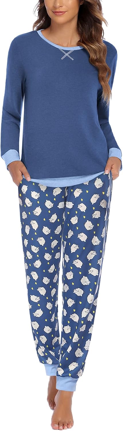 Detalle de Ekouaer Women's Pajama Set in Rayon-Blend Fabric
