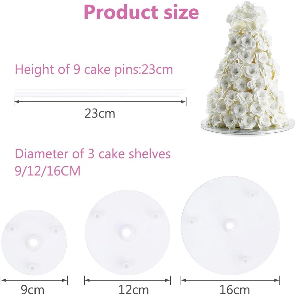 Detalle de Vicloon supporti per torta piani con 3 tavole e 9 tasselli (per torte fino a 23 cm)