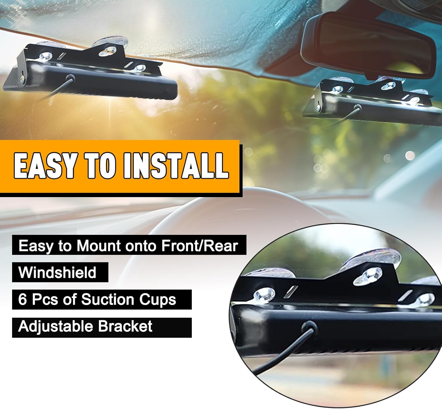 Thumbnail 4 de I LITTON 2-IN-1 Amber & White LED Windshield Strobe Lights – 2 x 8.4 inch, 12/24V