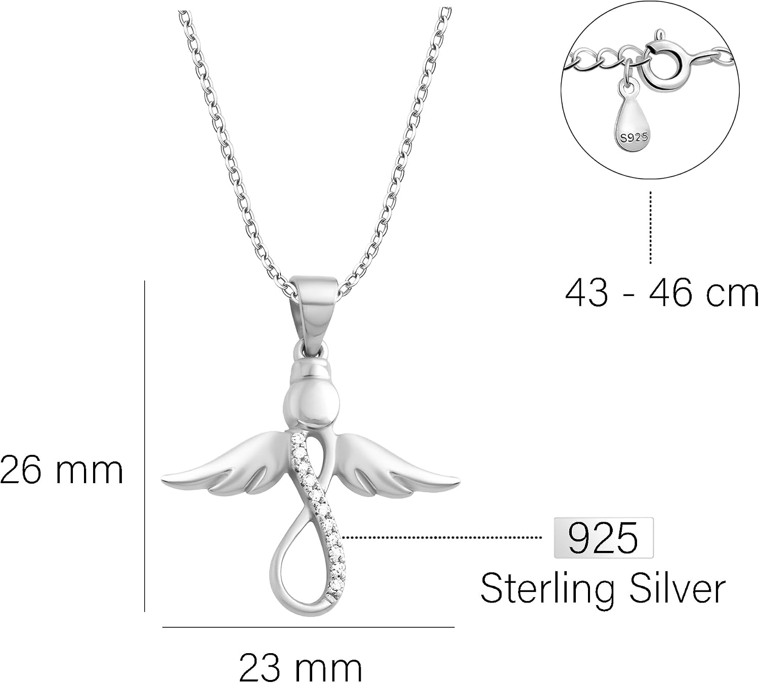 Detalle de Sofia Milani: Collana da Donna in Argento 925 con Zircone e ciondolo Angelo