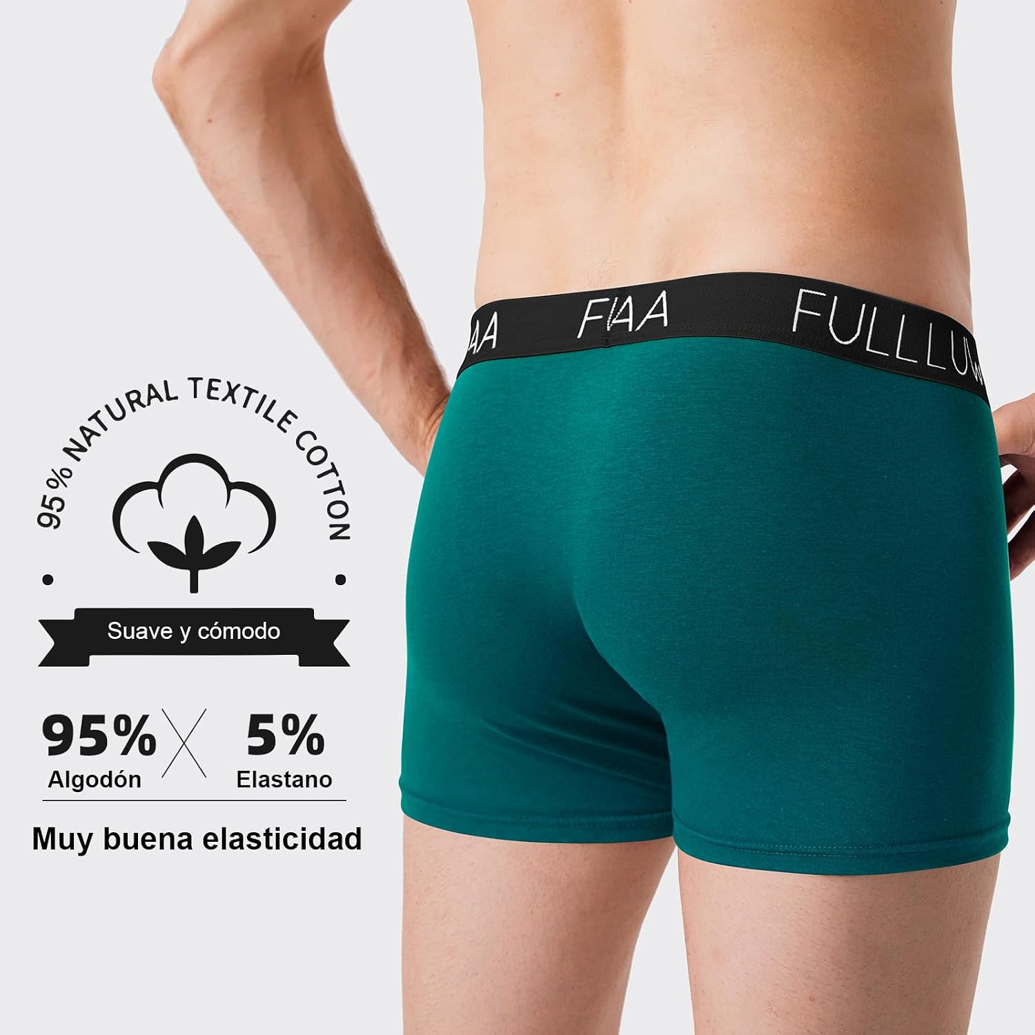 Detalle de Fullluwaa Calzoncillos Hombre (Pack de 8) - Algodón Elástico, Diseño Duradero y Sin Etiquetas