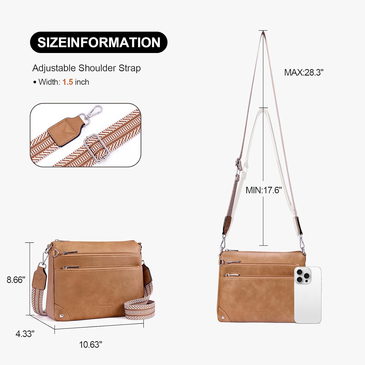 Thumbnail 5 de Lexiyat Cross Body Bag Women: RFID Travel Leather Crossbody with Adjustable Strap