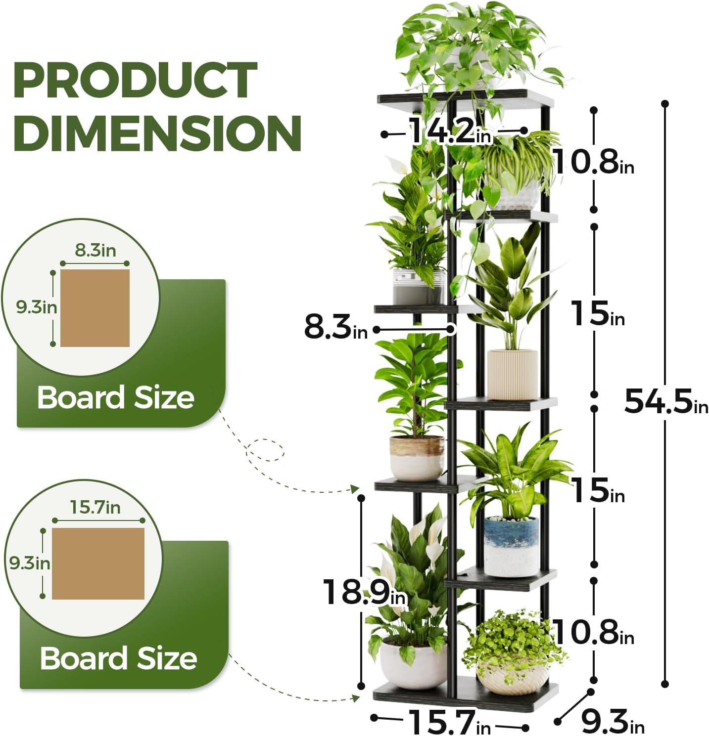 Thumbnail 4 de Bamworld 7 Tier Plant Stand (Indoor Corner Shelf) in Black – Metal Tiered Display for Multiple Pots