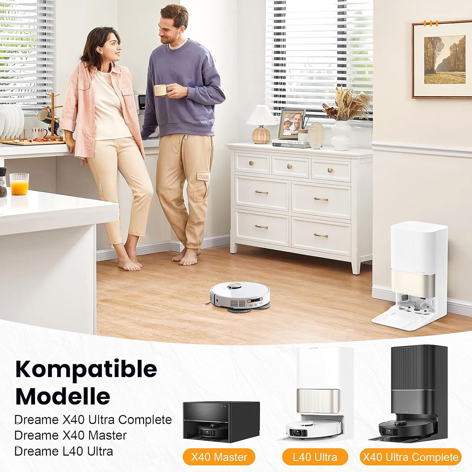 Detalle de 20-teiliges Zubehör-Set für Dreame L10s Ultra Gen 3, L50 Ultra AE, X40/L40 Ultra & Mova P50 Pro Ultra Saugroboter – inkl. Hauptbürste, Staubbeutel, Filter, Wischmopp