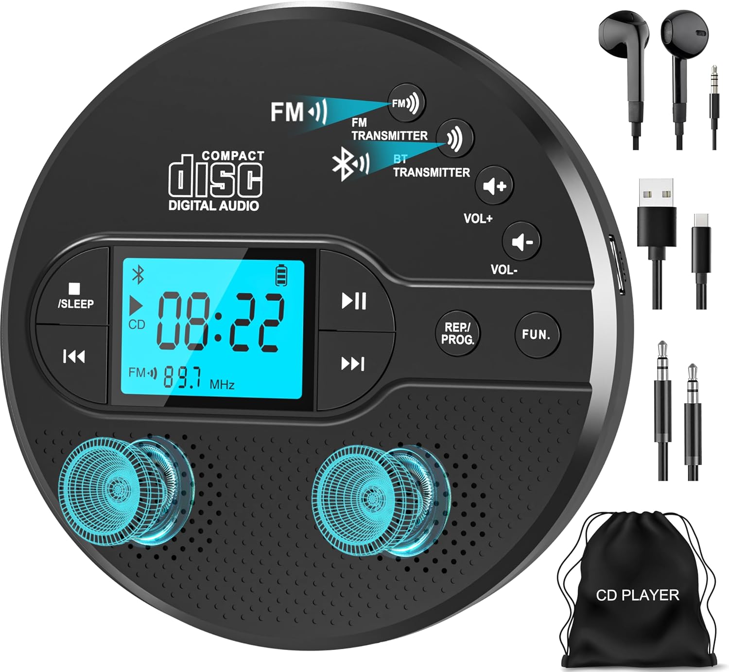 Detalle de Sunoony Portable CD Player with 2000 mAh Battery