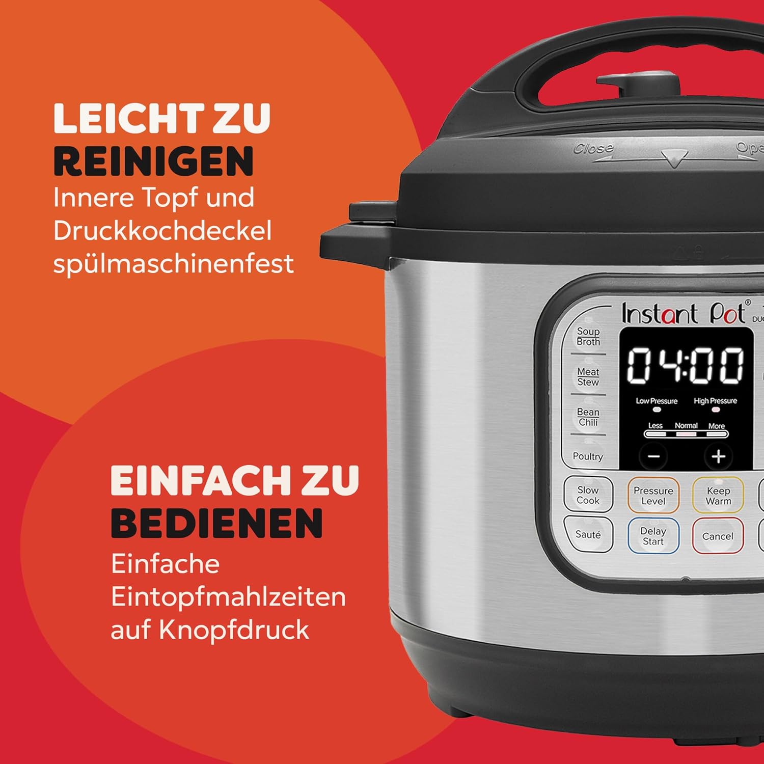 Thumbnail 4 de Instant Pot Duo 7-in-1 Multikocher mit 5,7 l Edelstahlgehäuse – großer Schnellkochtopf für Druck, Dampf & mehr