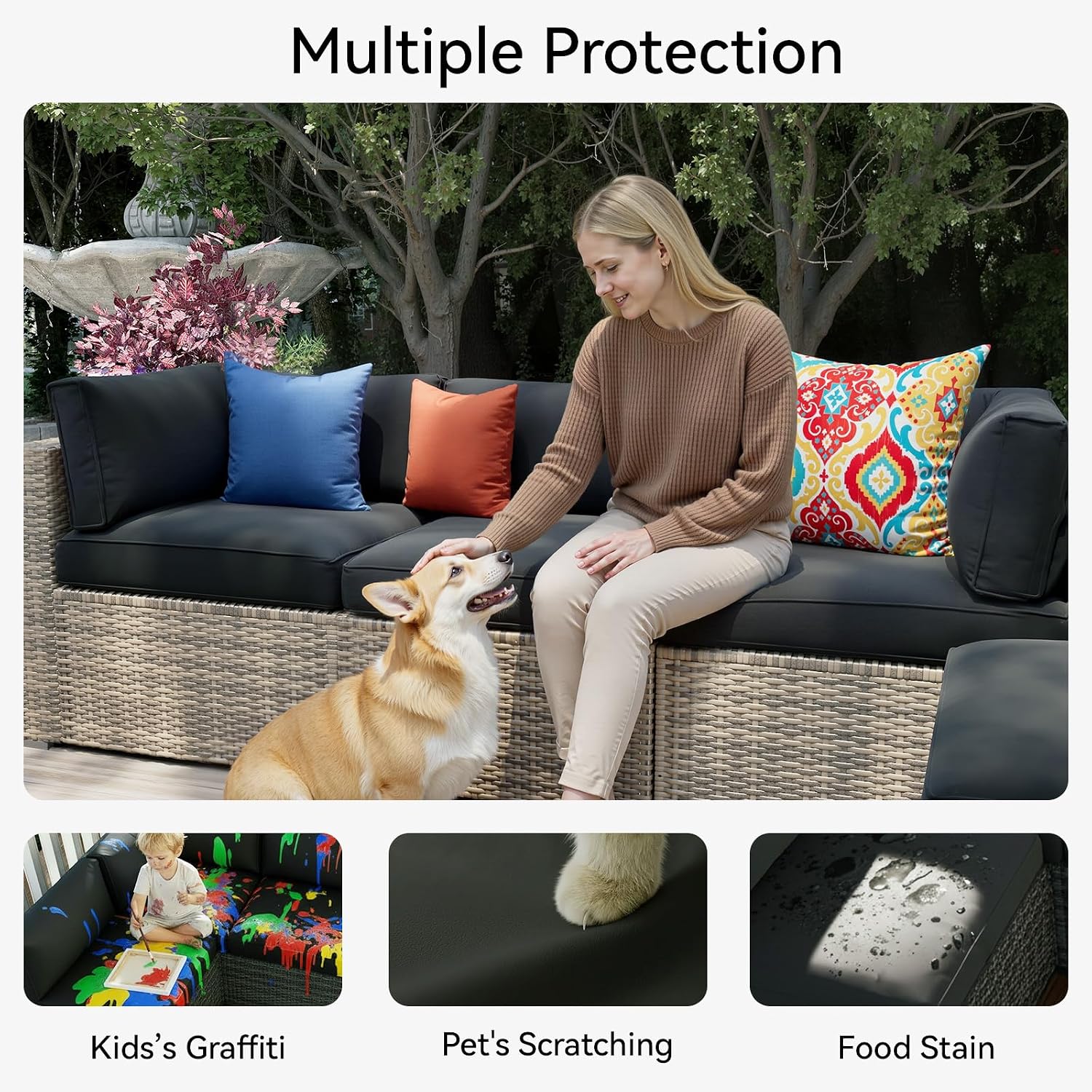 Detalle 2 de Aoxun Outdoor Cushion Covers 14-Piece Set