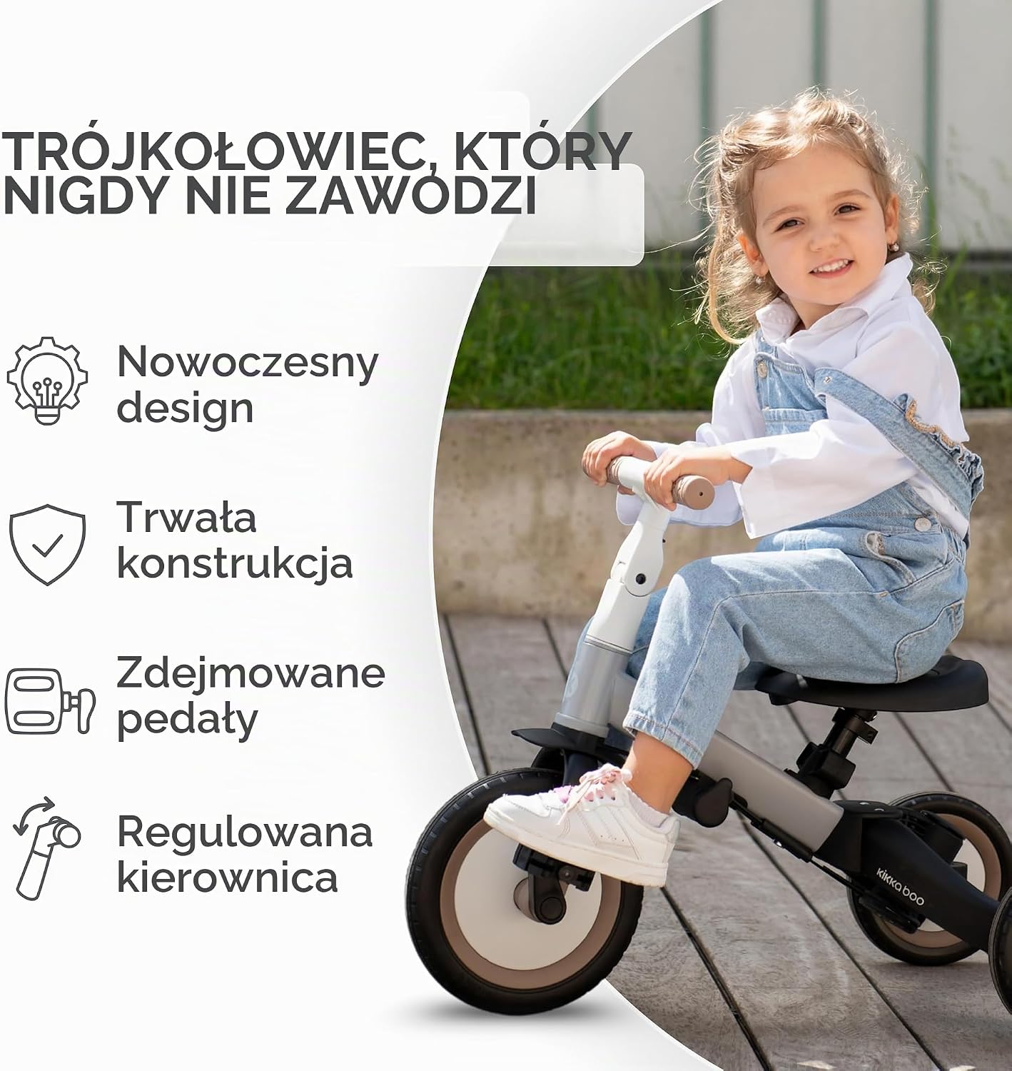 Thumbnail 4 de KikkaBoo FLIP – regulowany rowerek trójkołowy 5 w 1, beżowy