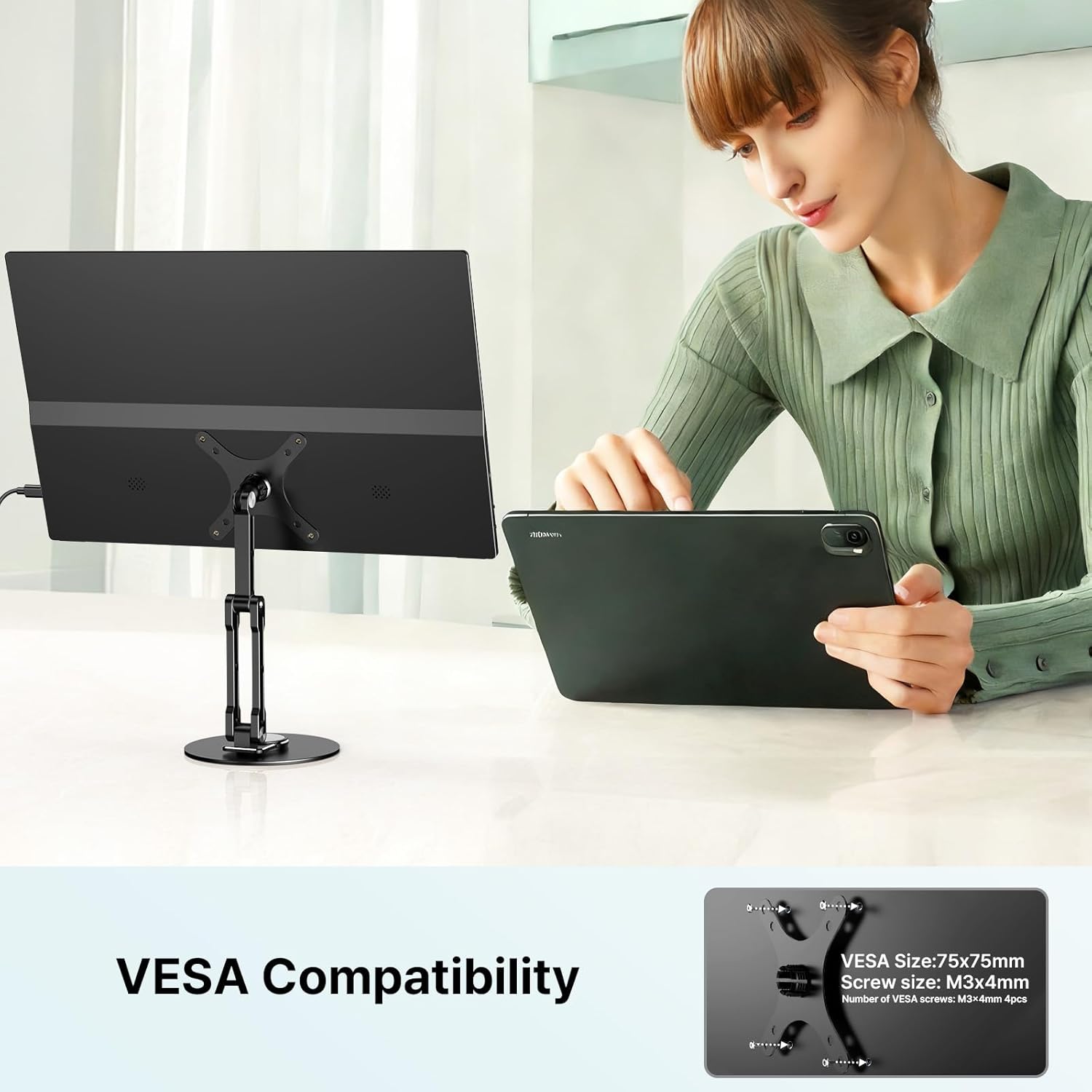 Detalle de EVICIV tragbarer Touchscreen-Monitor 15,6 Zoll (Full HD, 10-Punkt) mit Eye-Care, HDMI & USB-C