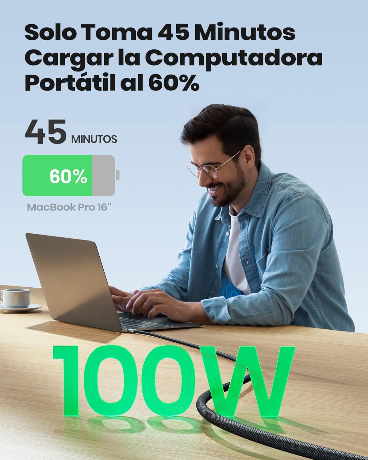 Thumbnail 2 de INIU Cable USB C a USB C 100W 2 m para MacBook y móviles