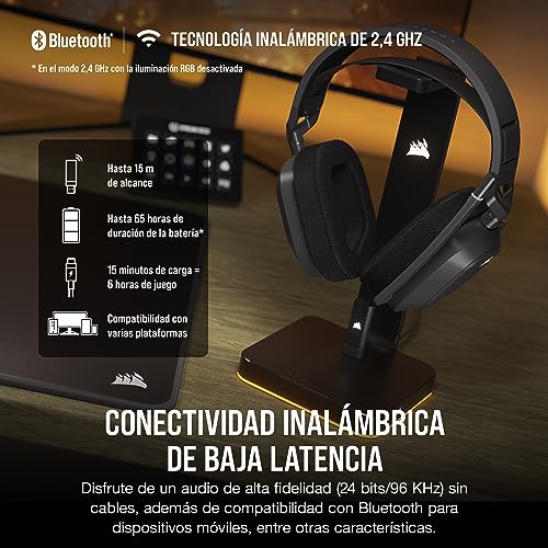 Detalle de Corsair HS80 MAX Wireless auriculares para juegos