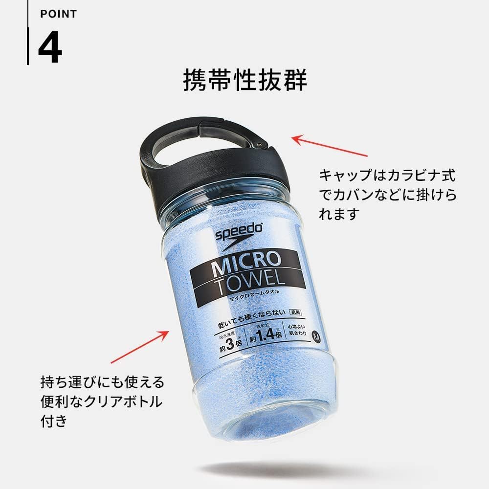 Detalle de Speedo SE62003 マイクロセームタオル M グレイ 水泳用 抗菌仕様・吸水速乾 43×32cm
