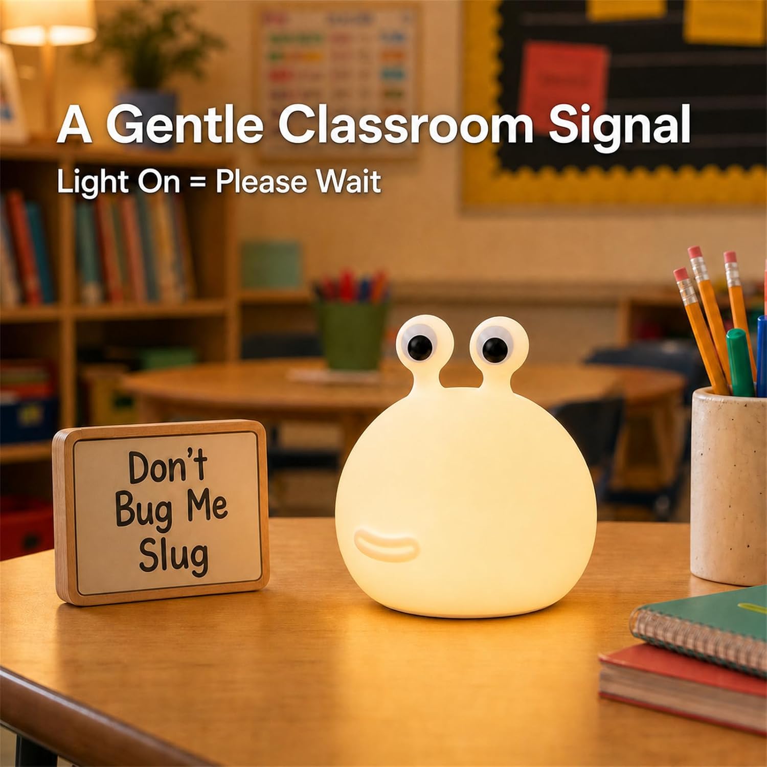 Detalle 2 de MUID Slug Night Light, Soft Silicone Lamp with Warm LED and 15-Minute Shutoff