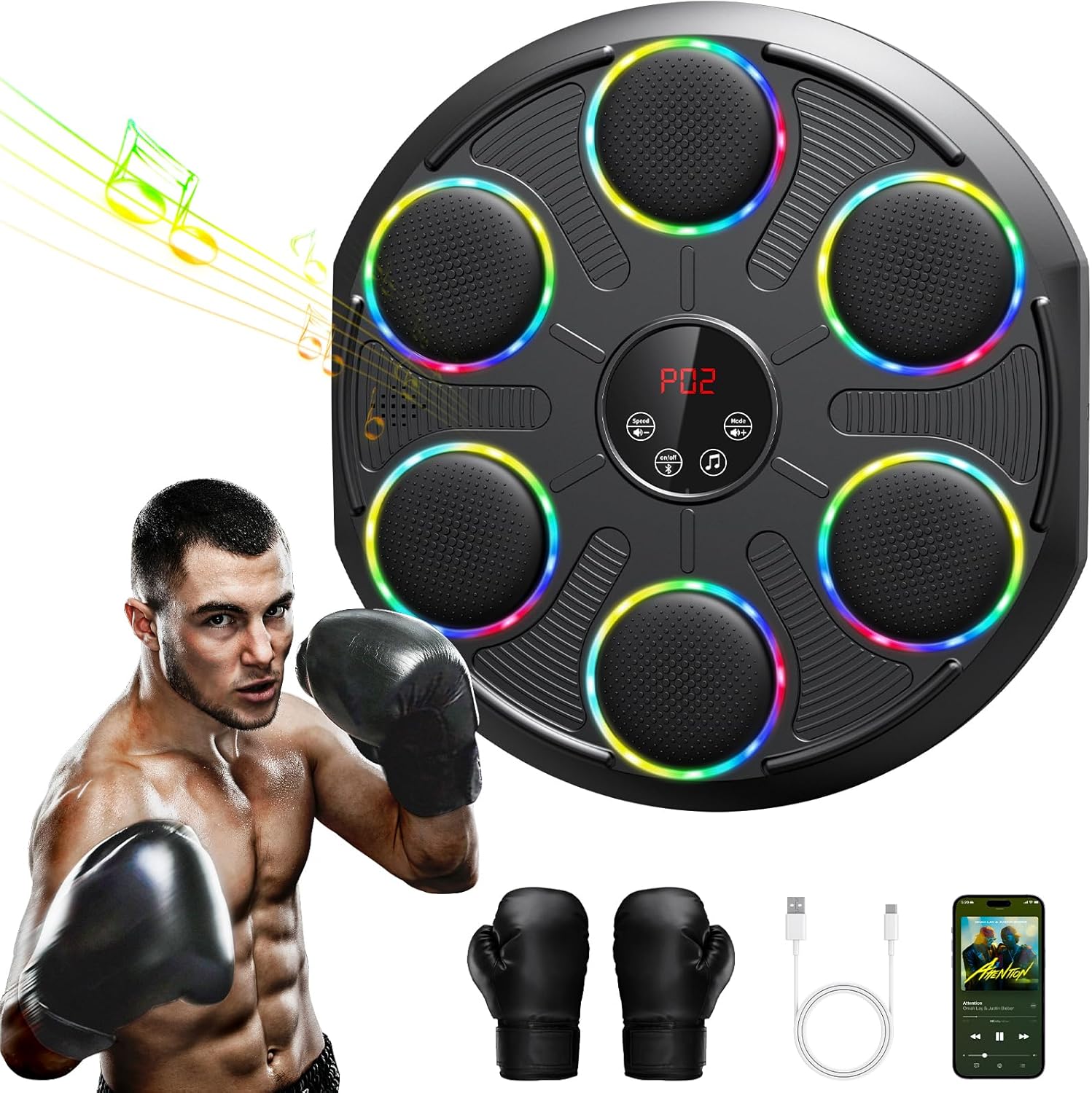 Infaebo Macchina da Boxe Musicale Extra Large con LED e Bluetooth