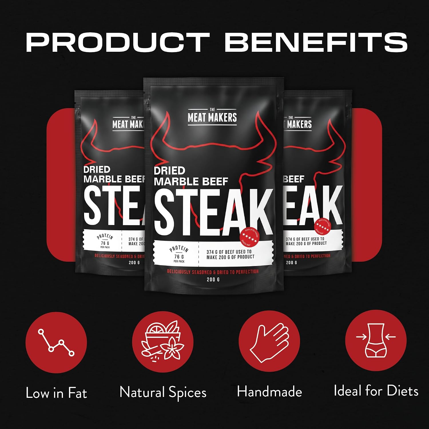 Detalle 2 de THE MEAT MAKERS – Beef Jerky Marble Steak, 200 g