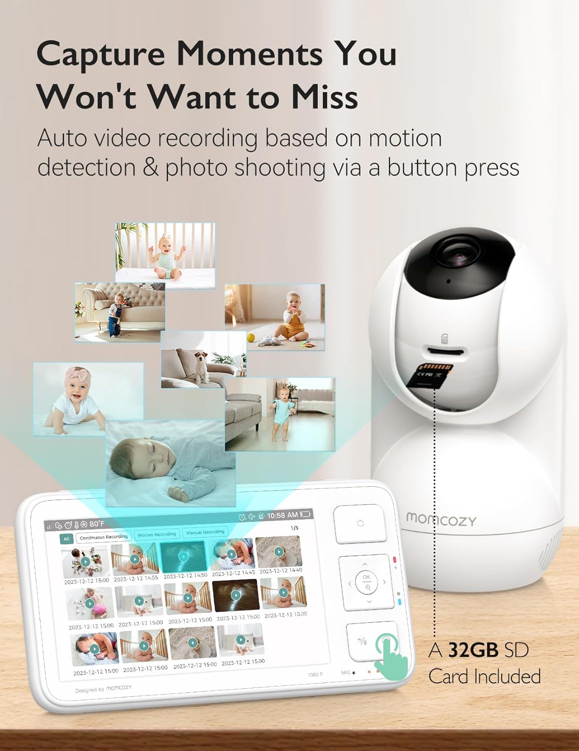 Thumbnail 4 de momcozy BM03 Video Baby Monitor (5.5-inch, 1080P, no WiFi) with Camera, IR Night Vision & 5800mAh battery