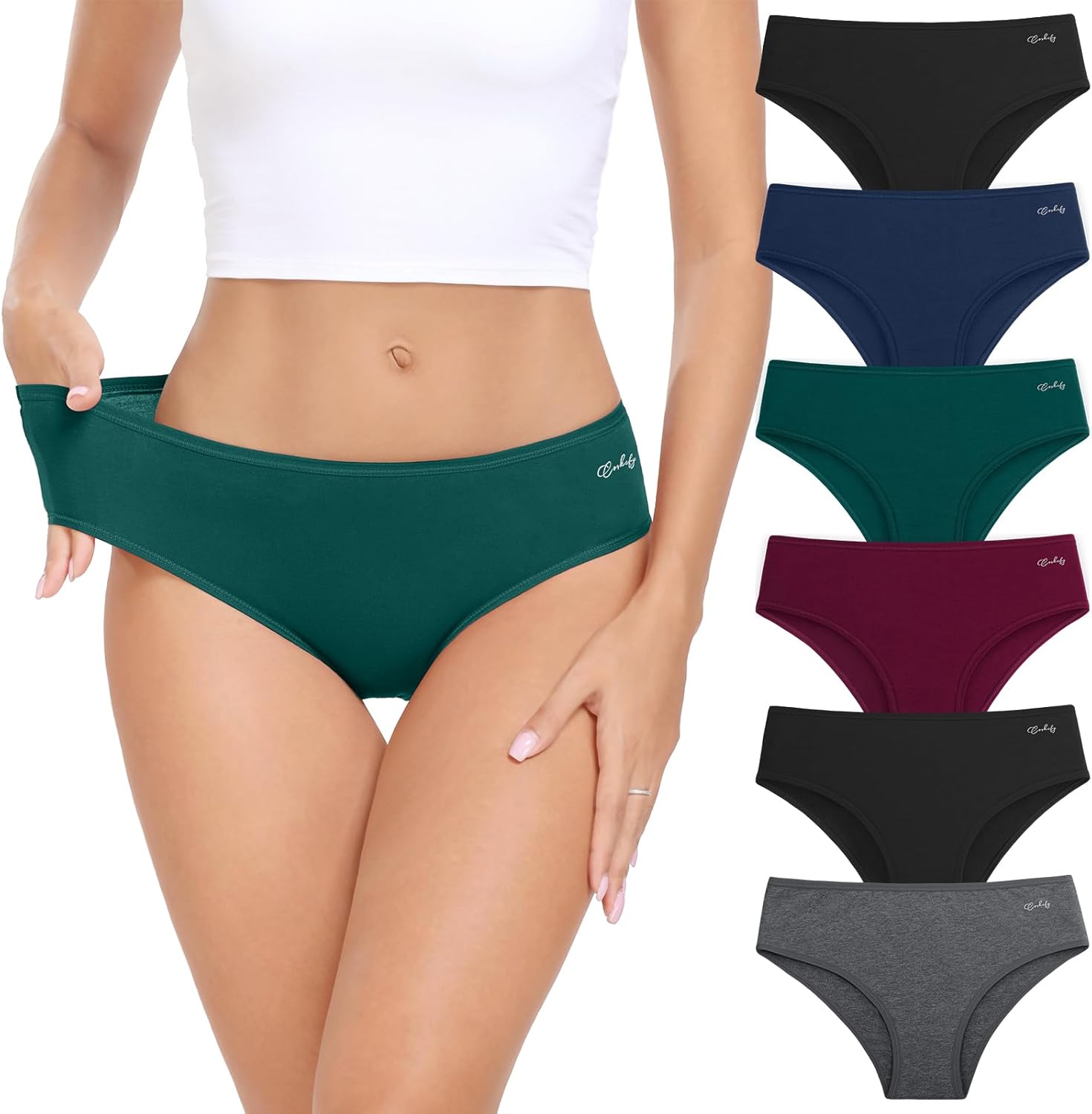 Detalle de Coskefy Underwear Women: 6-Pack Cotton Knickers for Everyday Comfort