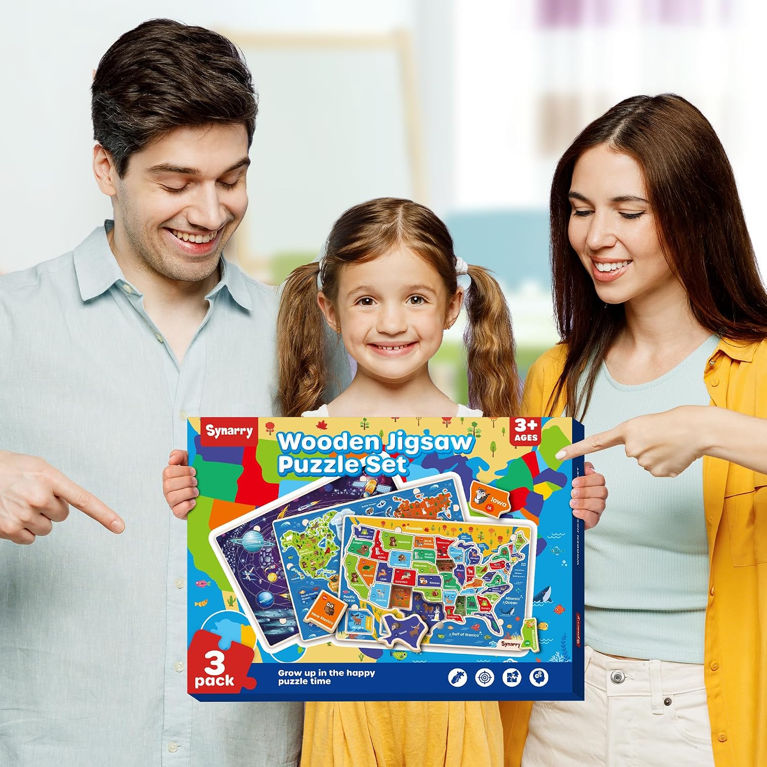 Thumbnail 6 de SYNARRY Large USA World Solar System Wooden Puzzle 🌍