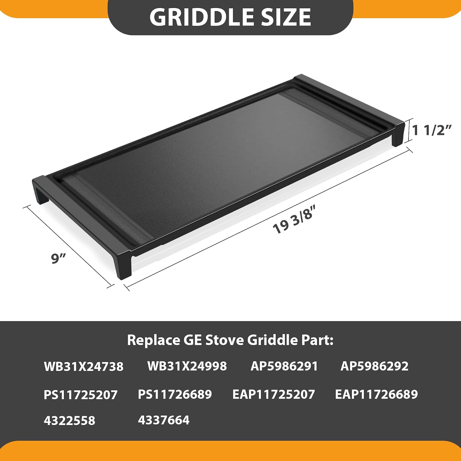 Thumbnail 1 de FlameDuty WB31X24738 Cast-Iron Gas Stove Griddle, 49.5 cm