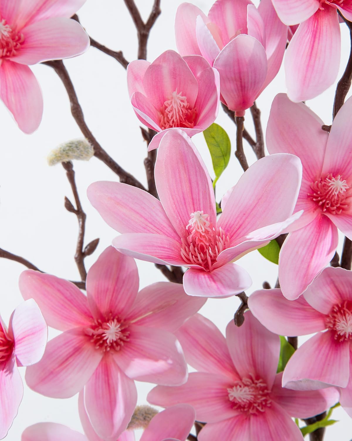 Thumbnail 1 de LEUCHTAMOR 3PCS Artificial Magnolia Flowers – Pink Real-Touch Silk Bouquets for Elegant Home Decor