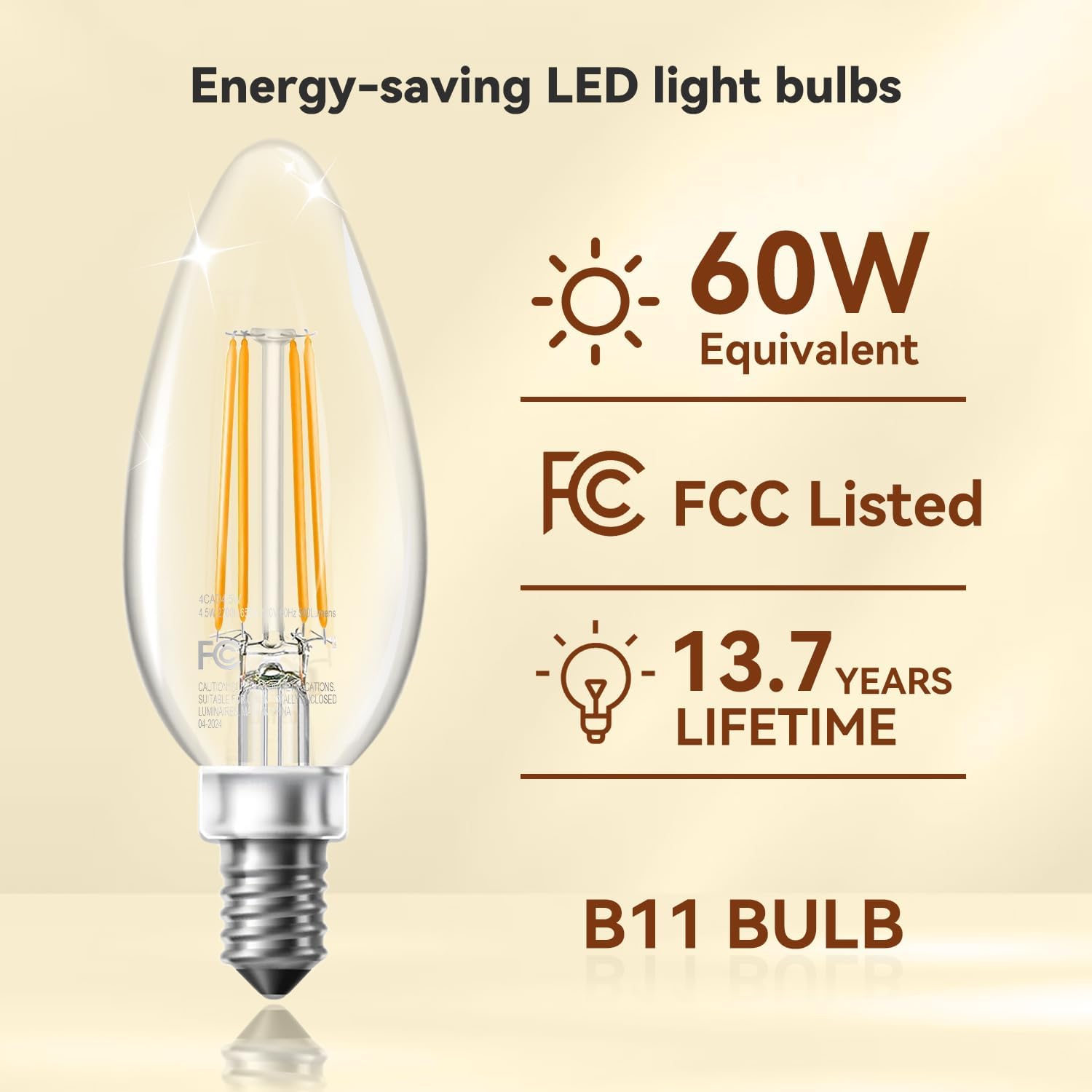 Thumbnail 5 de TJOY QDSD2212 E12 LED Candelabra Bulbs, Dimmable 2200K, 12-Pack
