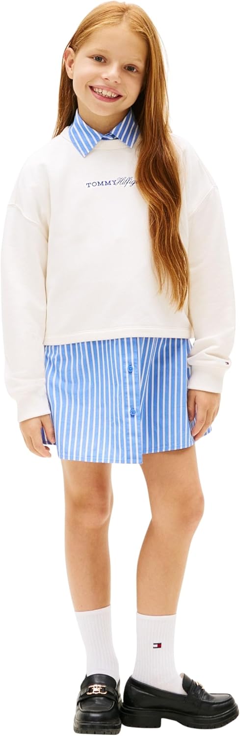 Detalle de Tommy Hilfiger Glitter Tommy Crew Kg0kg09128 Felpe Bambine e Ragazze – comfort e stile quotidiano