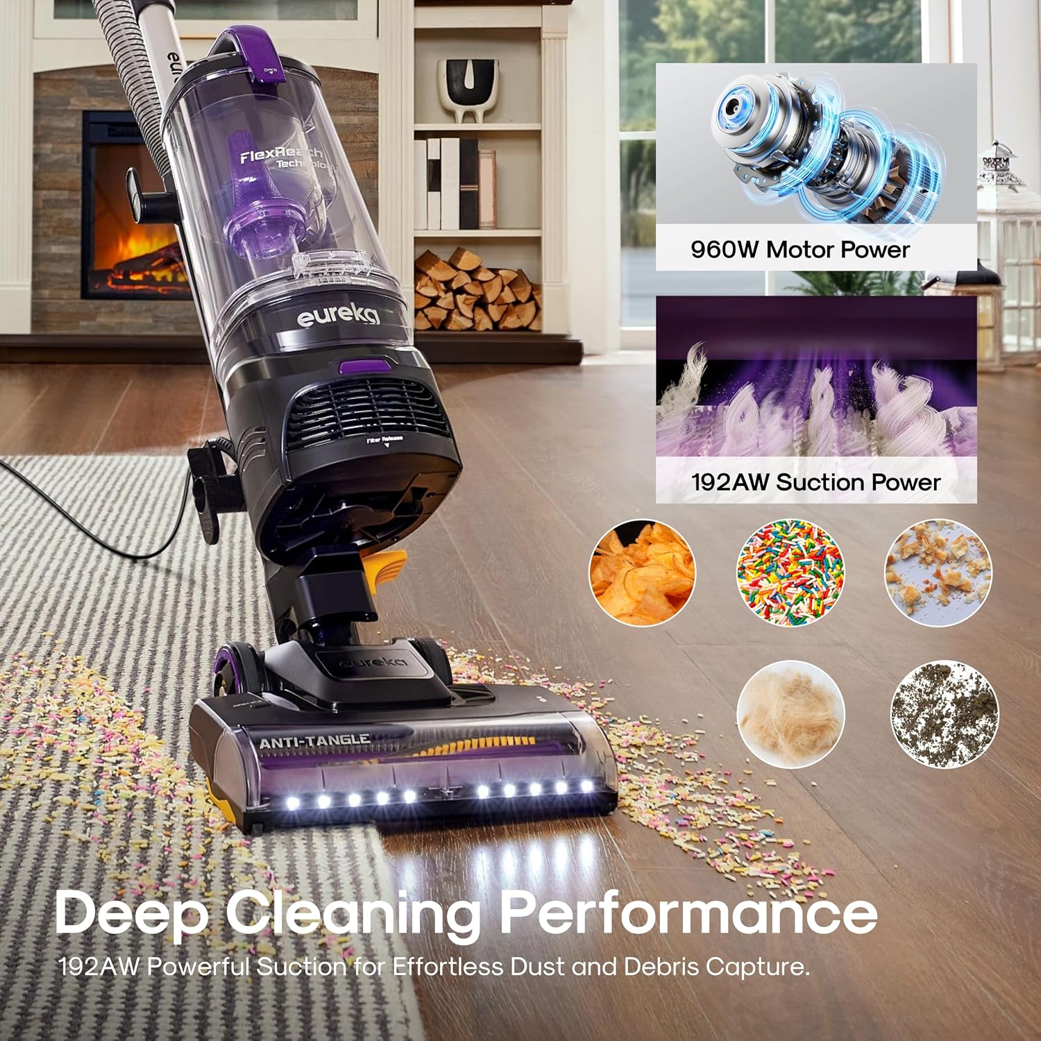 Detalle de Eureka FlexReach Upright Vacuum with Large Dust Cup ⚙